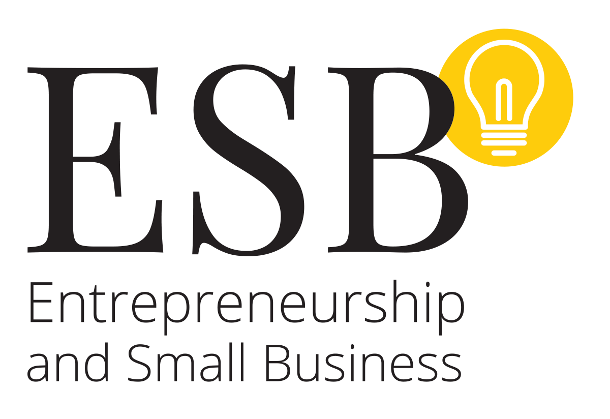 Logo of the ESB (Economic Solutions and Business) department at the University of Pretoria, featuring a stylized light bulb with a yellow filament and the department's acronym.