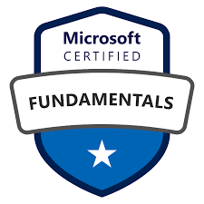 A badge logo for Microsoft Certified: Fundamentals certification.