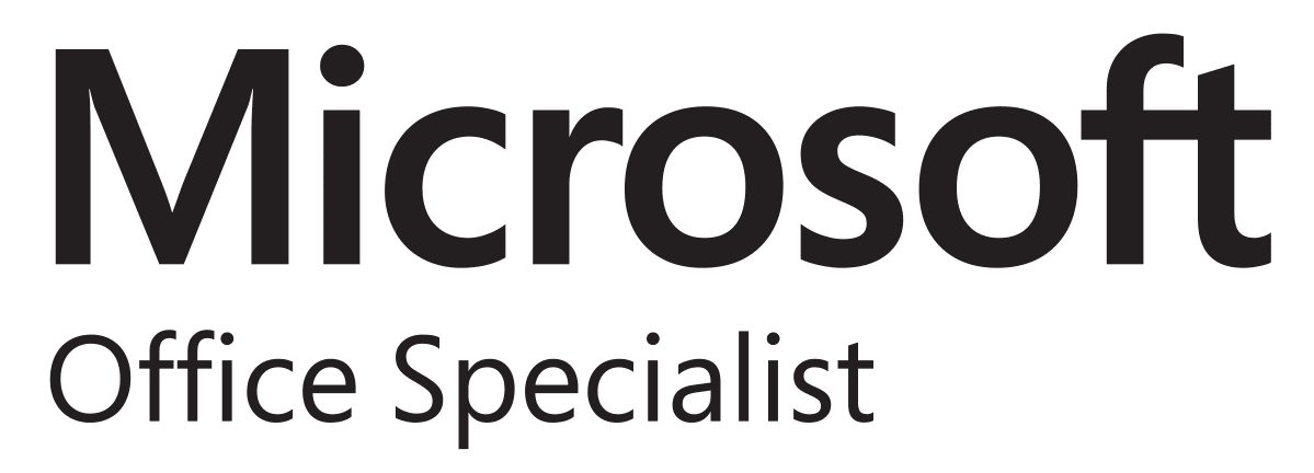 Microsoft Office Specialist (MOS) certification logo – official Microsoft credential for Word, Excel, PowerPoint, Outlook, and Access skills.