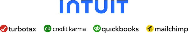Intuit logo with Turbotax, Credit Karma, QuickBooks, and Mailchimp logos below.
