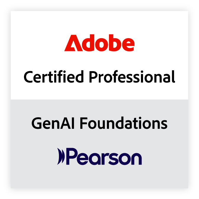 Adobe Certified Professional badge for GenAI Foundations course on Pearson platform