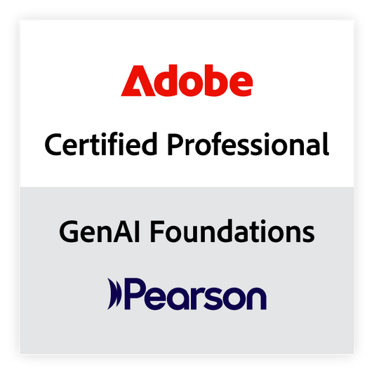 Adobe Certified Professional badge for GenAI Foundations course on Pearson platform