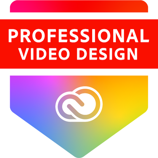 Logo with 'Professional Video Design' text and a colorful gradient background