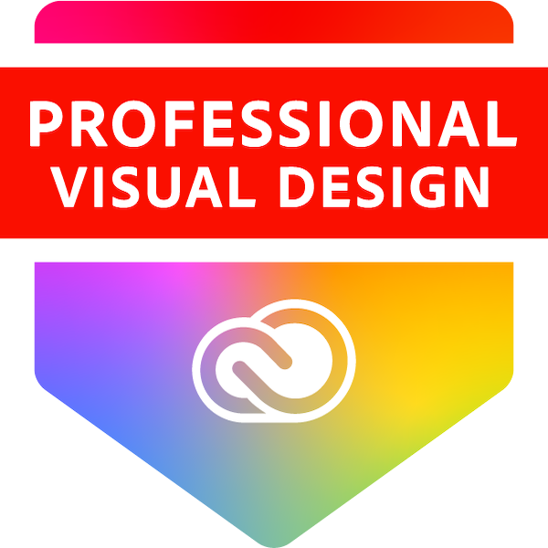 Logo with 'Professional Visual Design' text on a colorful gradient background