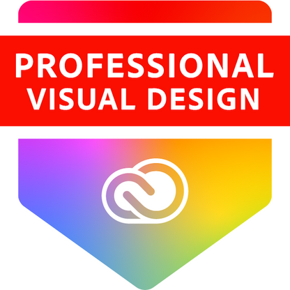 Logo with 'Professional Visual Design' text on a colorful gradient background