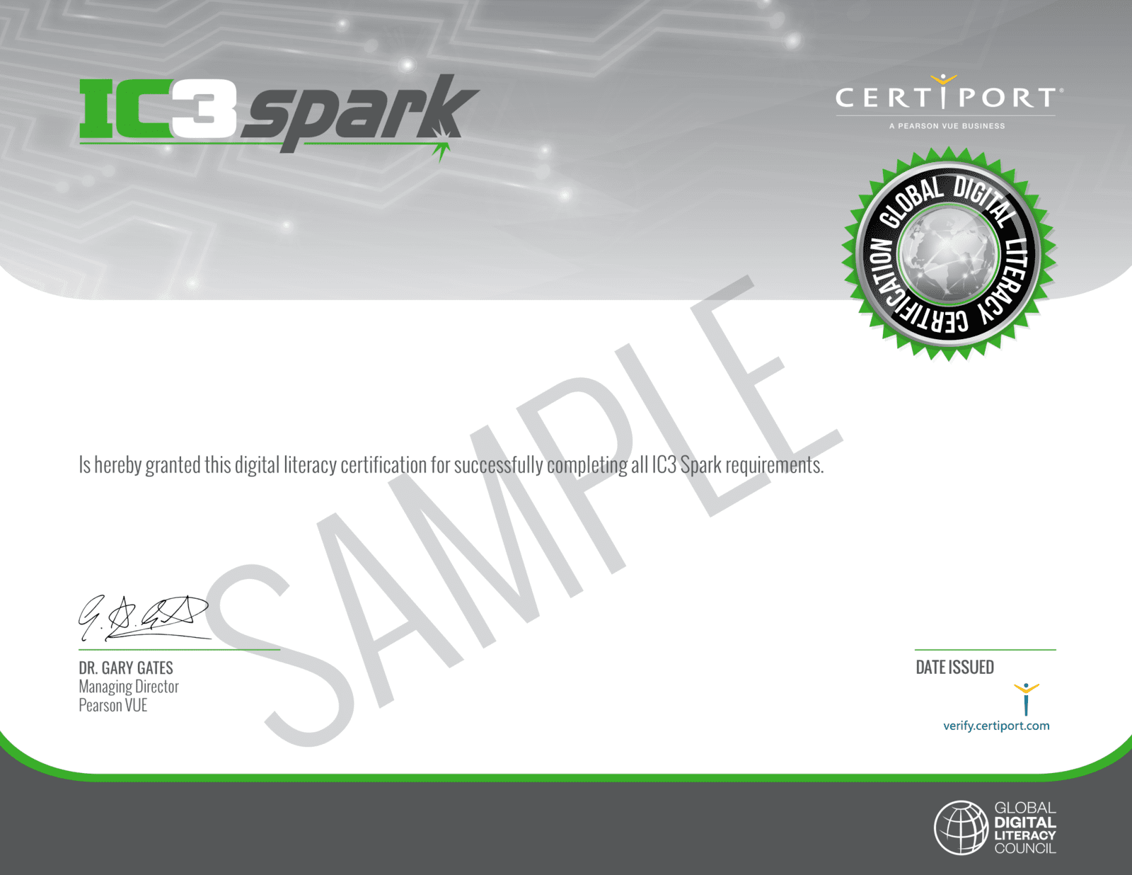 A sample certificate for the ESB (Entrepreneurship and Small Business) certification.