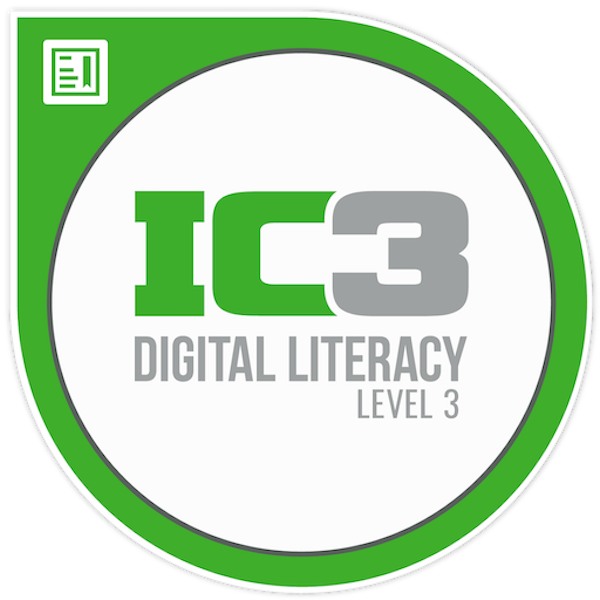 IC3 Digital Literacy Level 3 logo with green and gray design on a white background