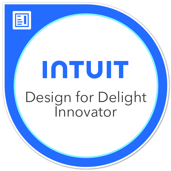 Intuit logo with 'Design for Delight Innovator' text on a white background