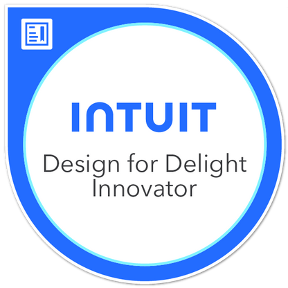 Intuit logo with 'Design for Delight Innovator' text on a white background