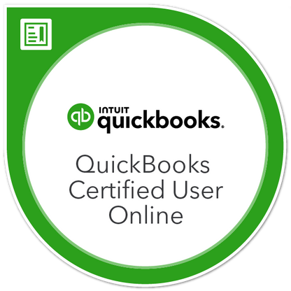 QuickBooks Certified User Online badge with green border and white center
