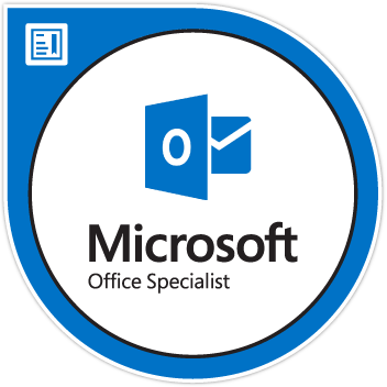Microsoft Office Specialist badge with Microsoft logo