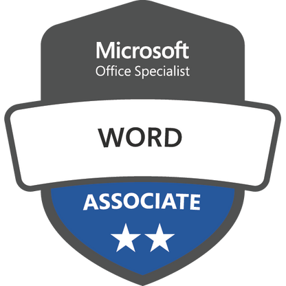 Microsoft Office Specialist Word Associate badge with two stars on a white background